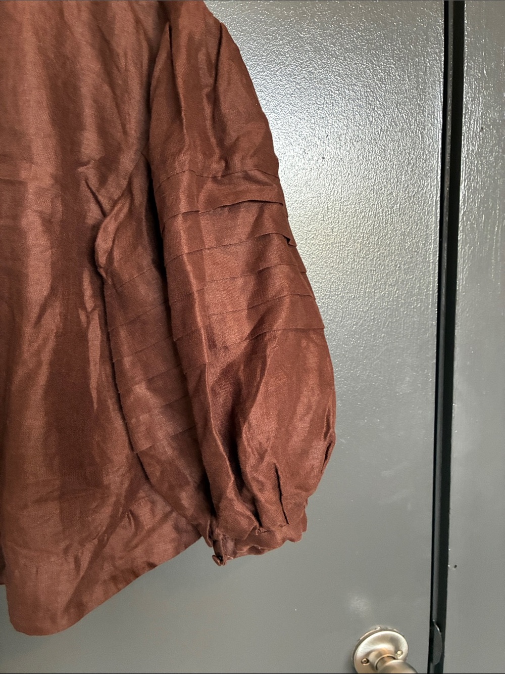 NWT Banana Republic Linen Peasant Blouse Chocolate Brown Sz S - Picture 4 of 7